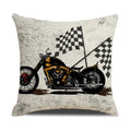 Retro Motorcycle Girls Linen Pillow Cover by Axyaa