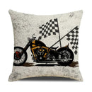 Retro Motorcycle Girls Linen Pillow Cover by Axyaa