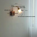Axyaa LED Walnut Wood Wall Light Amber Glass Stair Sconce with Pull Chain Switch