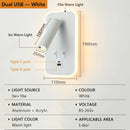 Axyaa Rotatable LED Wall Lamp with USB Charging & Switch - Bedroom Spotlight