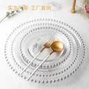 Axyaa Glass Bead Plate: Gold-Plated Round Pearl Steak Plate, Large Size