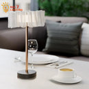 Axyaa Pleated Table Lamp with USB Charging & Touch Switch for Bedroom, Hotel, Studio