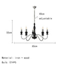 Axyaa Retro Style Chandelier: Black Gold Silver Metal Dark Wood Pendant Light
