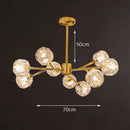 Axyaa Crystal Sphere Chandelier: Adjustable Metal Molecular Ceiling Light for Luxury Ambience