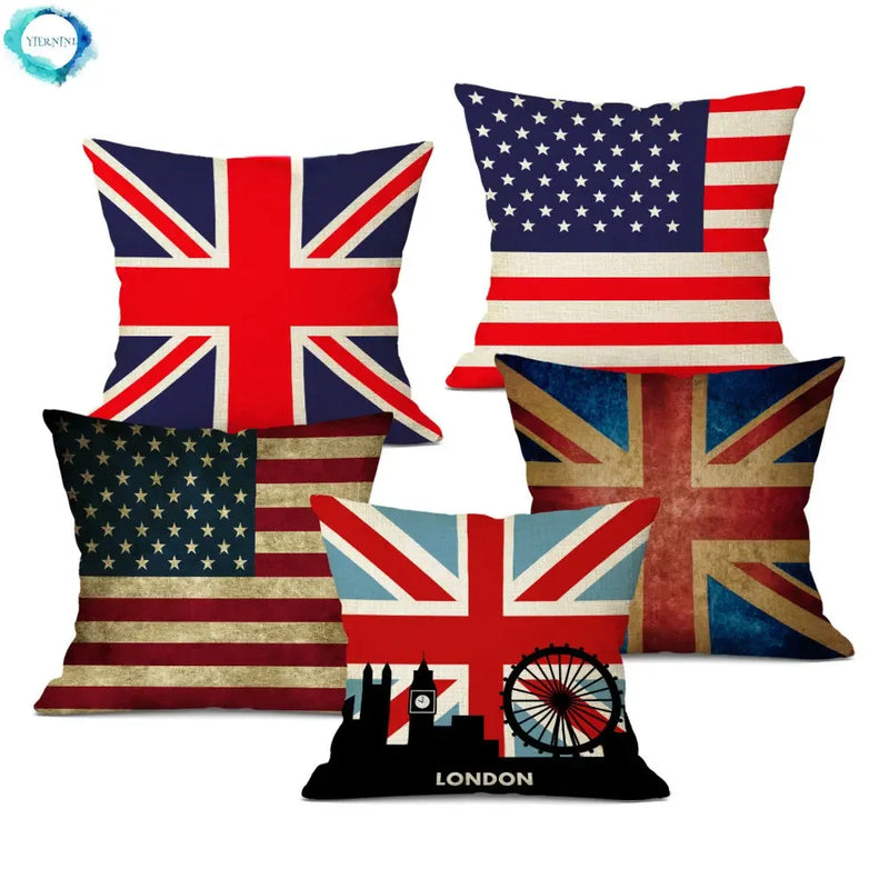 Axyaa Union Jack American Flag Throw Pillow Cases 45x45cm Square Top King Size