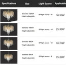 Axyaa Gold Crystal Chandelier - Modern Luxury Hanging Ceiling Lamp for Living Room and Dining Room