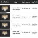 Axyaa Gold Crystal Chandelier for Dining Living Room - Modern Luxurious Tree Hanging Ceiling Lamp