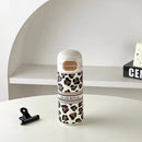 Axyaa Leopard Print Stainless Steel Tumbler with Straw -  Luxury Thermal Coffee Cup