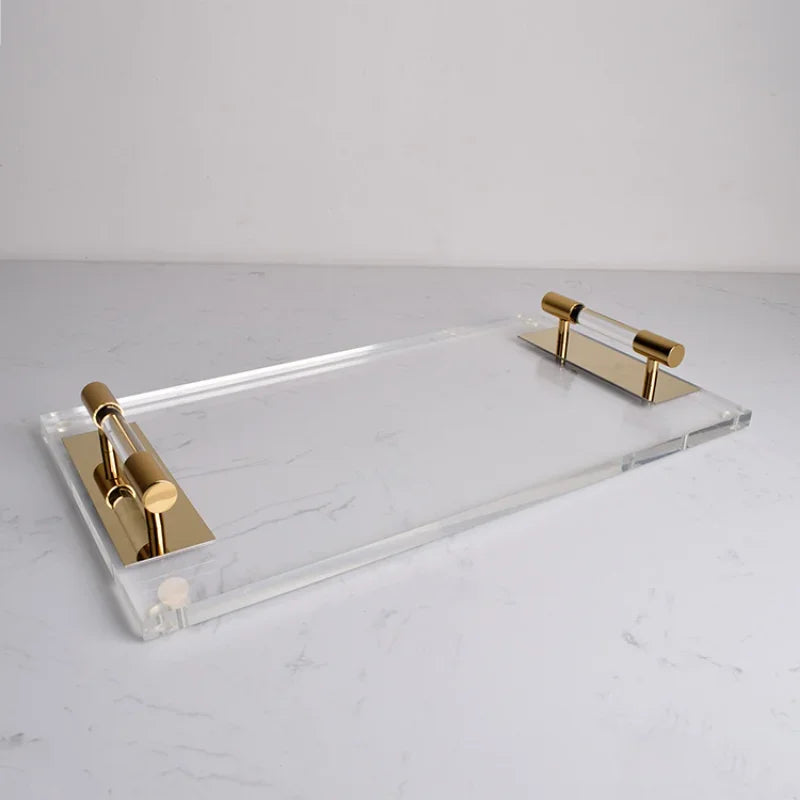 Axya Transparent Acrylic Tray: Elegant Storage Box for Jewelry, Cosmetics, and Decor