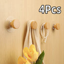Axyaa Wooden Hook: Self-adhesive Simple Wall Hanger for Bathroom, Bedroom, Towels, Keys