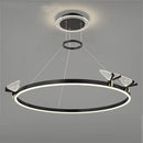 Axyaa Modern Gold Coffee Black Butterfly Chandelier with Rings Home Lighting