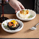 Axyaa White Ceramic Flower Edge Snack Plate Set for Molecular Cuisine & Tableware