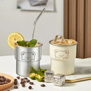 Axyaa Little Bear Stainless Steel Coffee Cup with Wooden Pad