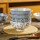 Axyaa Blue and White Hand-Painted 4.5" Ceramic Rice Bowl, Vintage Style Home Use