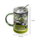 Axyaa Large Glass Measuring Cup with Lid and Handle - Clear Scale Multifunction Mug