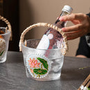 Axyaa Hand-painted Glass Fruit Plate Rattan Portable High-end Coffee Table Basket