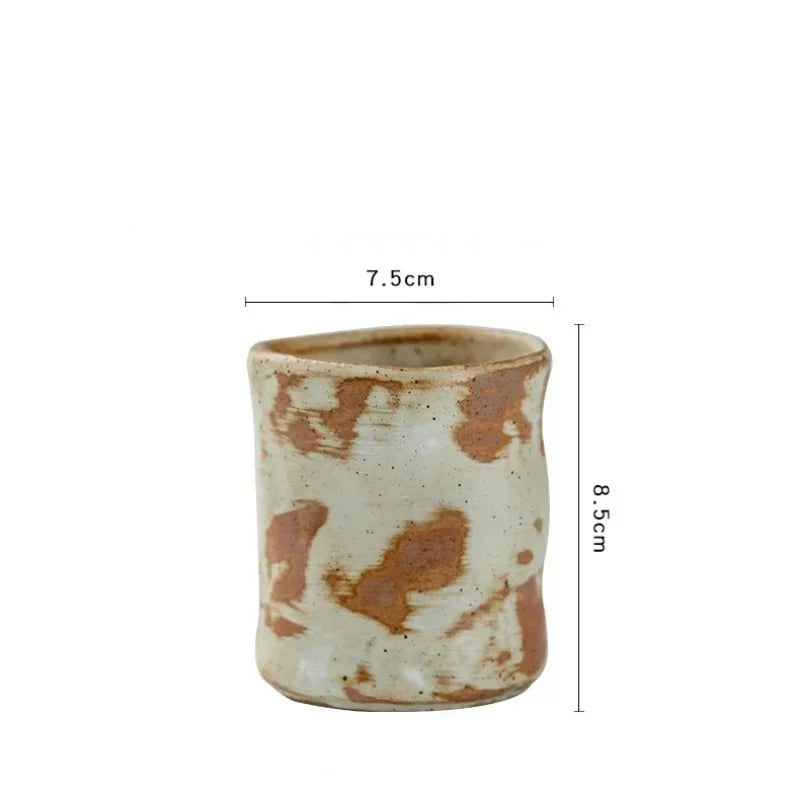Axyaa Coarse Pottery Coffee Cup Hand Holding Retro Japanese Ceramic Espresso Cup