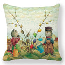 Axyaa Easter Bunny Egg Floral Print Pillowcase
