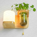 Axyaa Green Plant Wall Lamp with Pull Switch - Indoor Wood Sconces