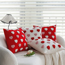 Axyaa Red-White Love Tufted Cushion Cover - Romantic Home Decor - 45x45cm