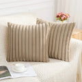 Axyaa Faux Rabbit Fur Plush Pillow Cover: Soft Striped Cushion for Home Sofa