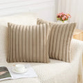 Axyaa Faux Rabbit Fur Plush Pillow Cover 50x50cm Soft Fluffy Striped Cushion