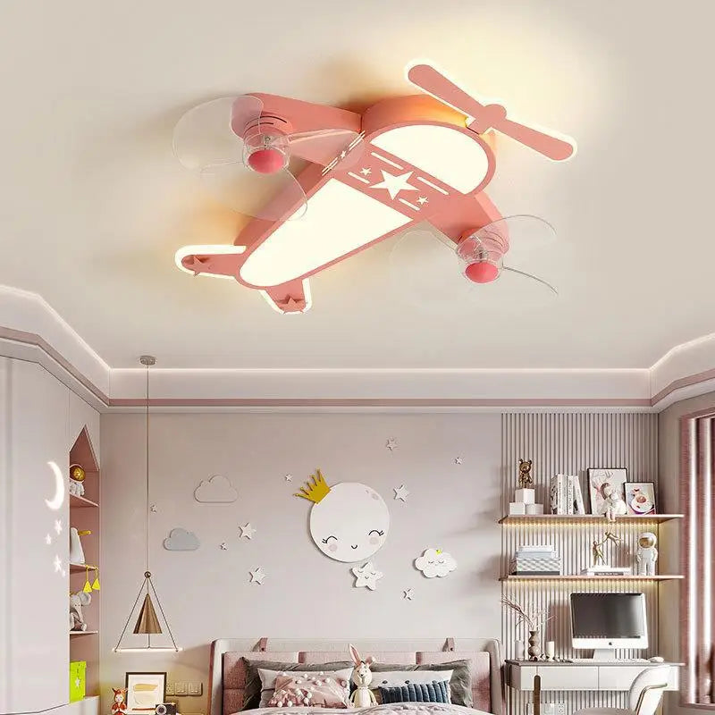 Axyaa Cartoon Aircraft LED Fan Ceiling Light for Kids' Room