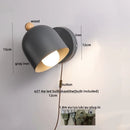 Axyaa Wood Iron LED Wall Lights with Pull Chain Switch, Modern Bedside Lamp