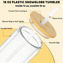 Axyaa 16oz Insulated Plastic Water Bottles with Straws, Lids - DIY Snowball Cup