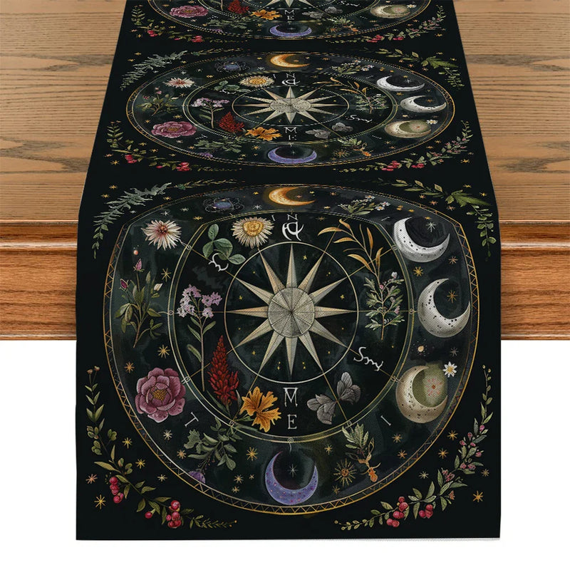 Axyaa Astrology Sun Moon Table Runner for Home Wedding Centerpieces