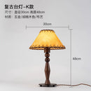 Axyaa Retro Walnut Desk Lamp with Pleated Shade