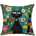 Colorful Cats & Flowers Pillow Covers by Axyaa - Sofa, Bedroom, Car Pillow Cover