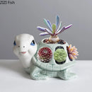 Axyaa Cartoon Turtle Ceramic Vase: Table Decoration, Plant Pot, Room Aesthetic Decor