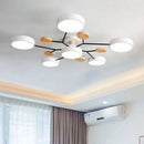 Axyaa Wood Iron Art Chandelier for Modern LED Ceiling Light in Living Room