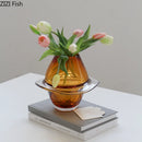 Amber Glass Vase Hydroponics Plant Pot | Axyaa Brand Room Aesthetic Floral Decor