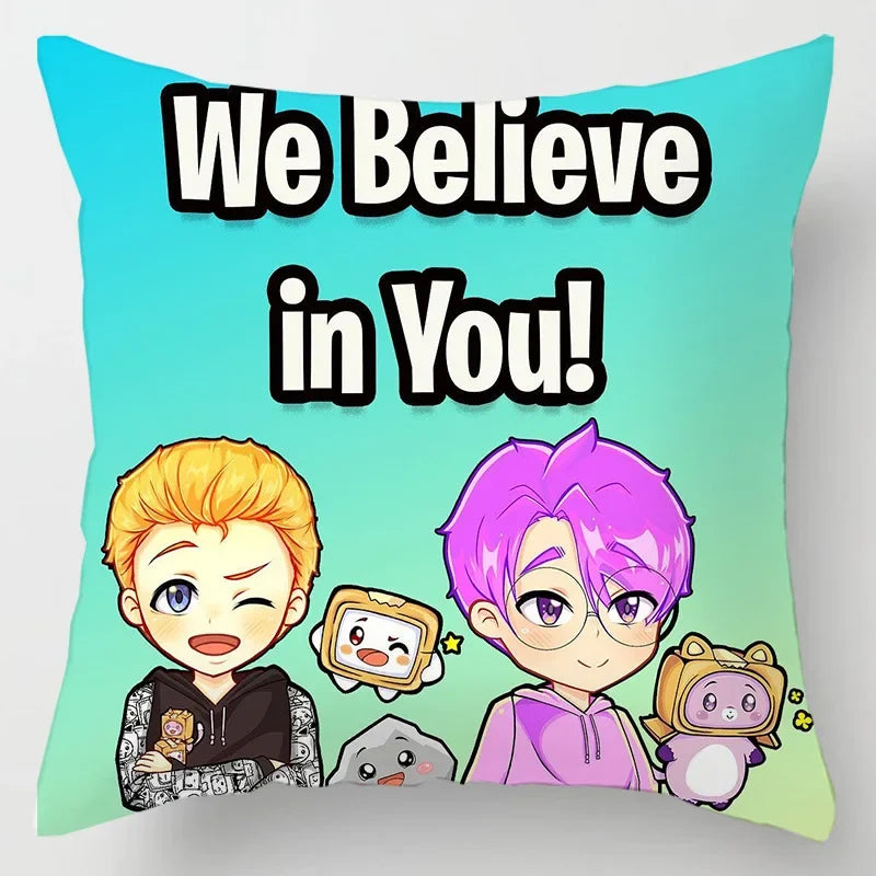 Axyaa Cartoon Print Designer Pillow Cases: Lankybox Series Home Decor Cushion Cover