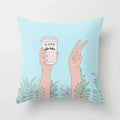 Axyaa Coffee Print Polyester Throw Pillow Case for Home Sofa Chair Decor