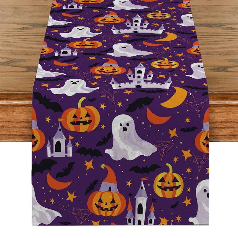 Axyaa Halloween Pumpkin Head Table Runner Dining Table Decorations