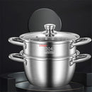 Axya 304 Stainless Steel Steamer & Soup Pot for Gas Induction Cookers