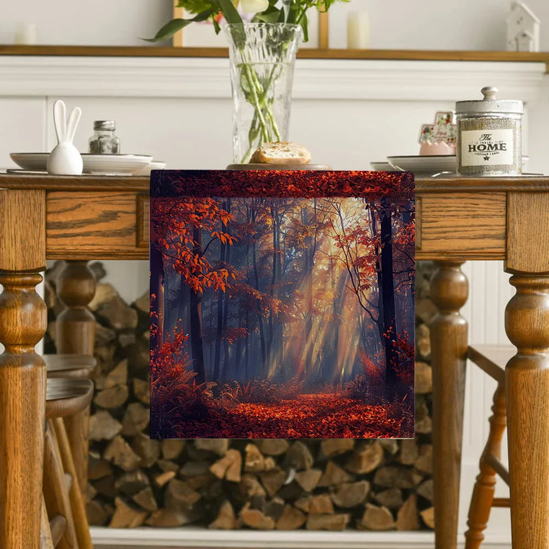 Axyaa Autumn Forest Sunshine Table Runner for Dining Room