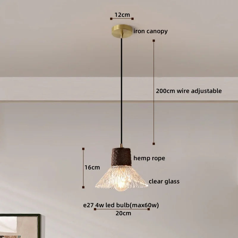 Axyaa Clear Glass LED Pendant Light Chandelier - Home Decor Hanging Lamp