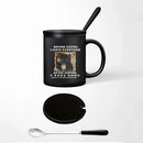Axyaa Cat Mug 350ml Black Ceramic Office Coffee Cup for Friends and Company