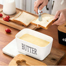 Axyaa Ceramic Butter Box with Knife - Rectangular Sealed Cheese Container