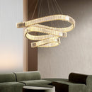Axyaa Modern K9 Crystal Chandelier LED Lighting Steel Pendant Dimmable Lights for Foyer