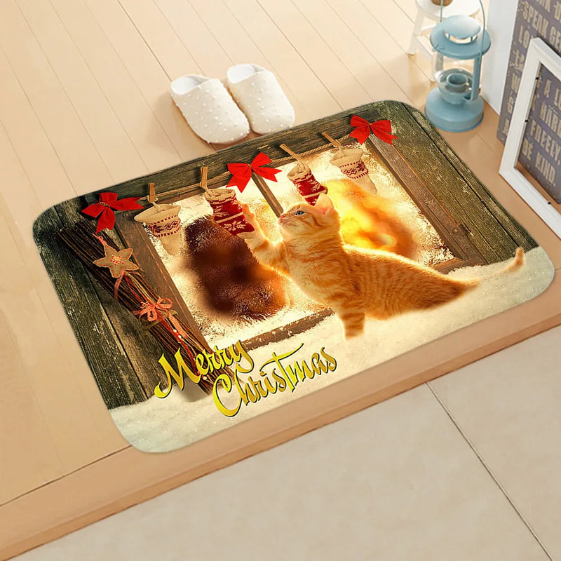 Axyaa Christmas Animal Print Door Mat - Non-Slip Home Decoration