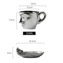 Axyaa Silver Ceramic Kissing Couple Coffee Cup Abstract Art Figure Office Mug