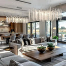 Axyaa Chrome Crystal LED Pendant Lights for Dining Living Kitchen Bedroom Chandeliers