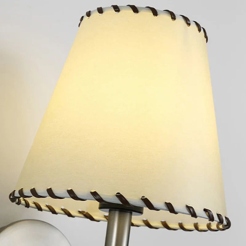 Axyaa White Cloth LED Wall Lamp with Changeable Silver Metal Sconce