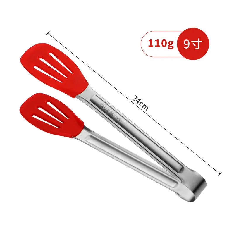Axyaa Silicone Hollow Head BBQ Tongs for Home Cooking Essentials