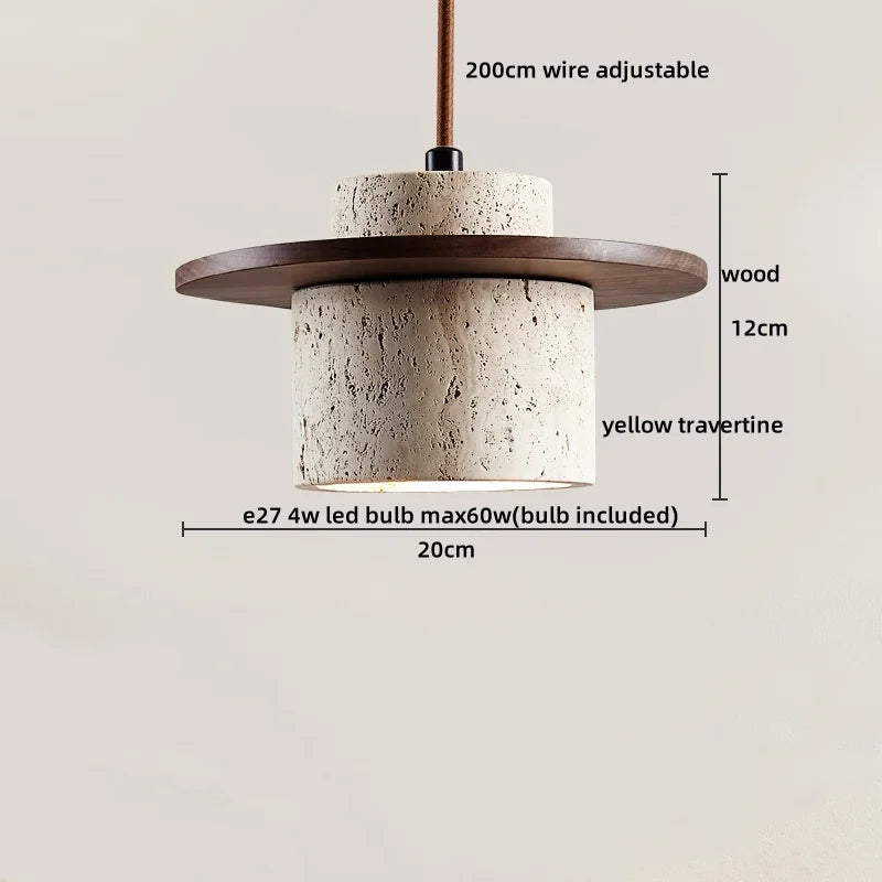 Axyaa Yellow Travertine LED Pendant Lights for Modern Living Spaces